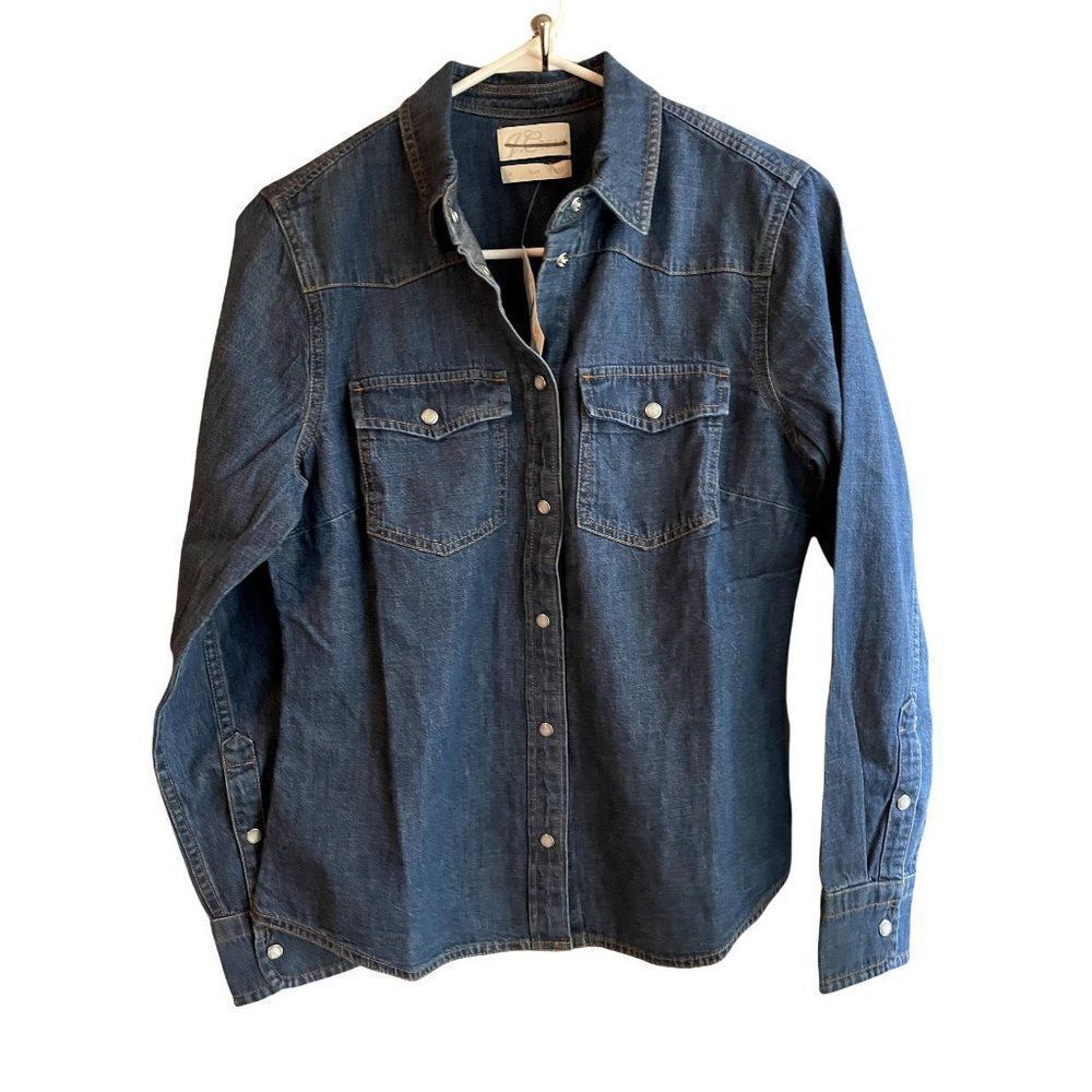 J. Crew Women's Size 2 Shrunken Slim-fit Western Chambray Shirt